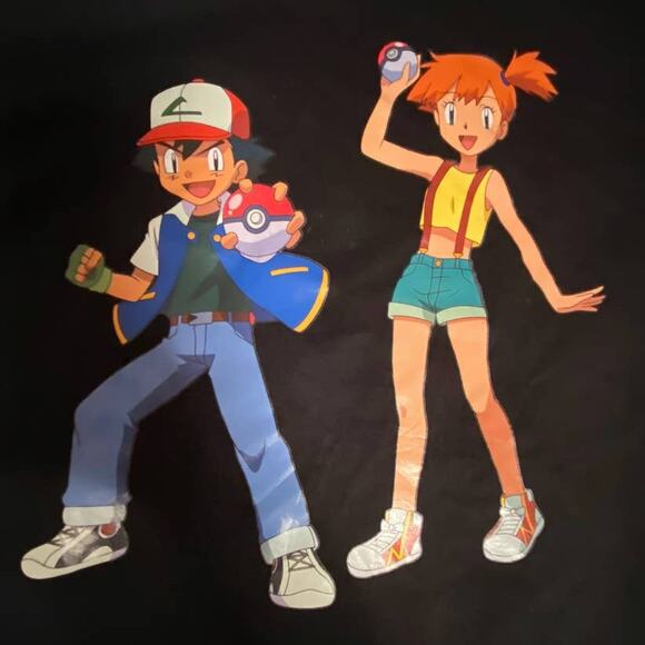Levis x Pokemon 2021 Collab Kid's Ash Misty Black Vinyl Print Tee Size Large - Picture 2 of 8